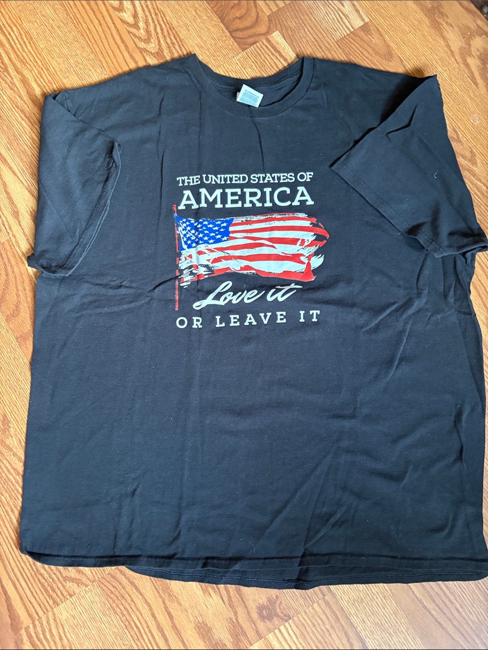 Delta Black Short-Sleeve Graphic Tee with Red, White & Blue Flag